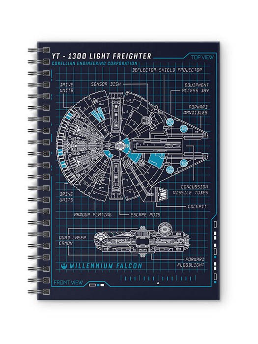 

Redwolf - Millennium Falcon Blueprint - Star Wars Official Spiral Notebook, Multi-coloured